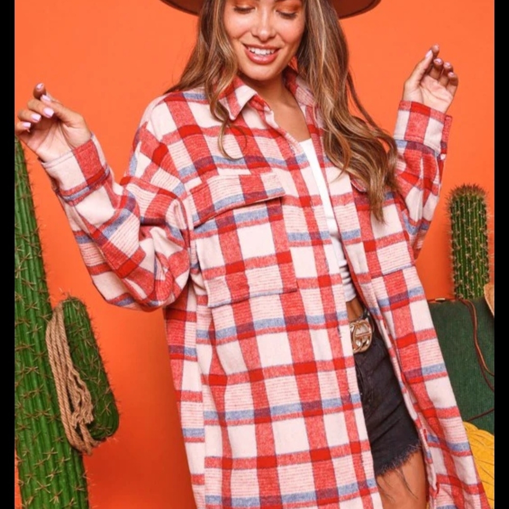 Fantastic Fawn Red and White Plaid Button-Down Shirt